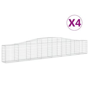 vidaXL Arched Gabion Baskets 4 pcs 400x30x60/80 cm Galvanised Iron