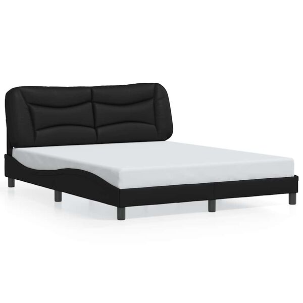 vidaXL Bed Frame without Mattress "Hvar" Black 152x203 cm Queen Faux Leather