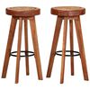 vidaXL Bar Stools 2 pcs Real Leather and Solid Wood Acacia