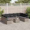 vidaXL Sofa Set with Cushion 10 pcs Light Grey Poly Rattan