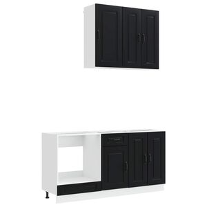 vidaXL Kitchen Unit KALMAR 5 pcs Black Engineered Wood
