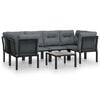 vidaXL 6 Piece Garden Lounge Set Black and Grey Poly Rattan