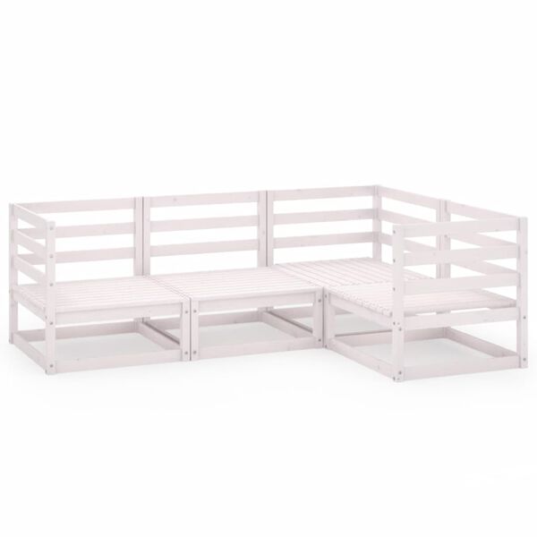 vidaXL 4 Piece Garden Lounge Set White Solid Wood Pine