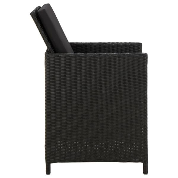 vidaXL Garden Chairs with Cushions 4 pcs Poly Rattan Black