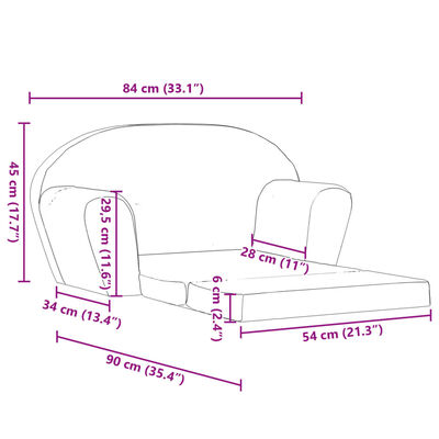 vidaXL Kids' Flip-Out Lounge Chair Grey