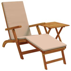 vidaXL Reclining and Folding Sunlounger 2 pcs Solid Acacia Wood Taupe
