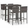 vidaXL 5 Piece Outdoor Bar Set with Armrest Poly Rattan Grey