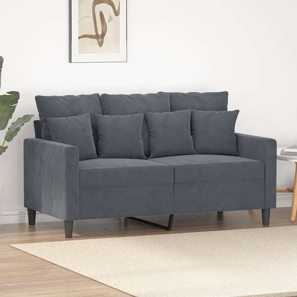 vidaXL 2-Seater Sofa Dark Grey 120 cm Velvet