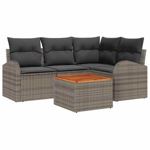 vidaXL Garden Sofa Set 5 pcs Grey Poly Rattan