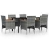 vidaXL 7 Piece Garden Dining Set with Cushions Grey and Black