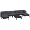 vidaXL 8 Piece Garden Lounge Set with Cushions Black Pinewood