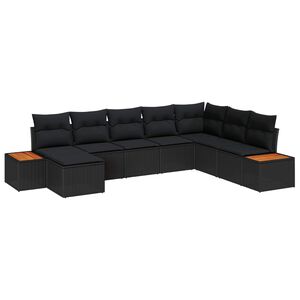vidaXL Garden Sofa Set with Cushion 9 pcs Black Poly Rattan
