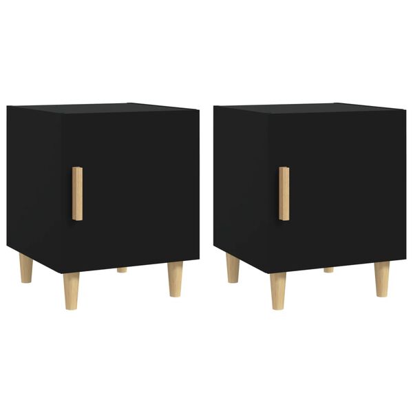 vidaXL Bedside Cabinets 2 pcs Black Engineered Wood