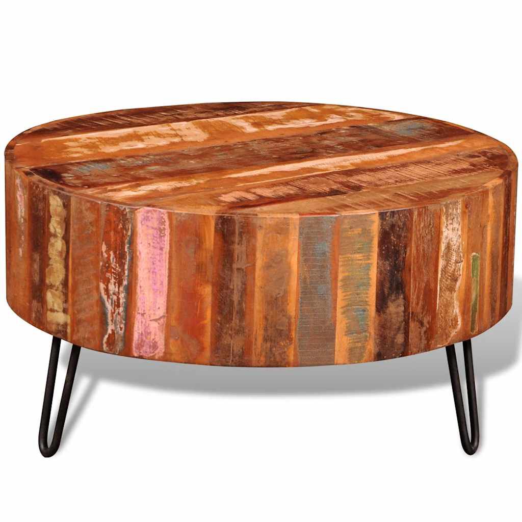 vidaXL Coffee Table Solid Reclaimed Wood Round | vidaXL.com.au