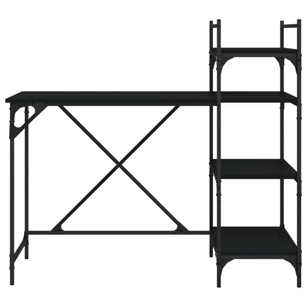 vidaXL Computer Desk with Shelves Black 120x47x109 cm