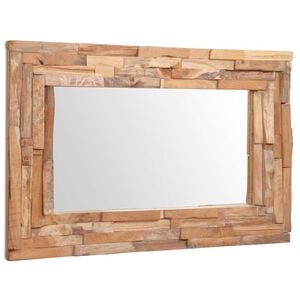 vidaXL Decorative Mirror | Brown | Teak, Glass | 90 x 60 cm | Decorative Inlays