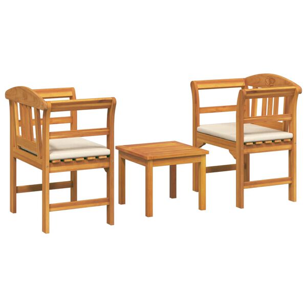 vidaXL Garden Rose Lounge Set with Cushion 3 pcs Solid Acacia Wood