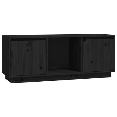 vidaXL TV Cabinet Black 110.5x35x44 cm Solid Wood Pine