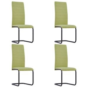 vidaXL Cantilever Dining Chairs 4 pcs Green Fabric