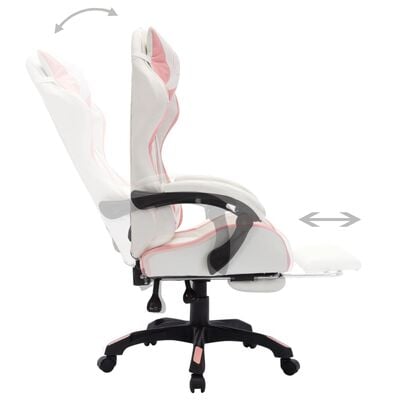 vidaXL Racing Chair with RGB LED Lights Pink and White Faux Leather