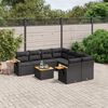 vidaXL 9 Piece Garden Sofa Set with Cushions Black Poly Rattan