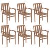 vidaXL Stackable Garden Chairs with Cushions 6 pcs Solid Teak Wood
