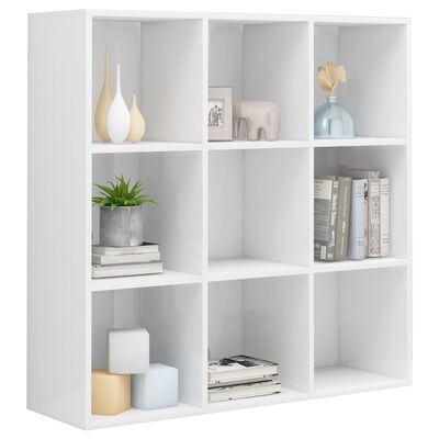 vidaXL Book Cabinet High Gloss White 98x29x97.5 cm Engineered Wood