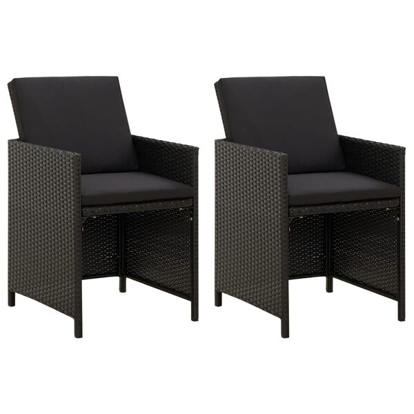 vidaXL 4 Piece Garden Chair and Stool Set Poly Rattan Black