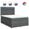 vidaXL Box Spring Bed with Mattress Dark Grey Double Fabric