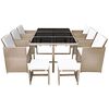 vidaXL 11 Piece Outdoor Dining Set with Cushions Poly Rattan Beige