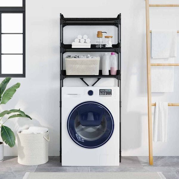 vidaXL Washing Machine Shelf with Shelf Black 0ak 67 x 25 x 163 cm