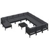 vidaXL 13 Piece Garden Lounge Set with Cushions Black Pinewood