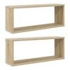 vidaXL Wall Cube Shelves 2 pcs Sonoma Oak 60x15x23 cm Engineered Wood