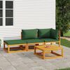 vidaXL 4 Piece Garden Lounge Set with Green Cushions Solid Wood