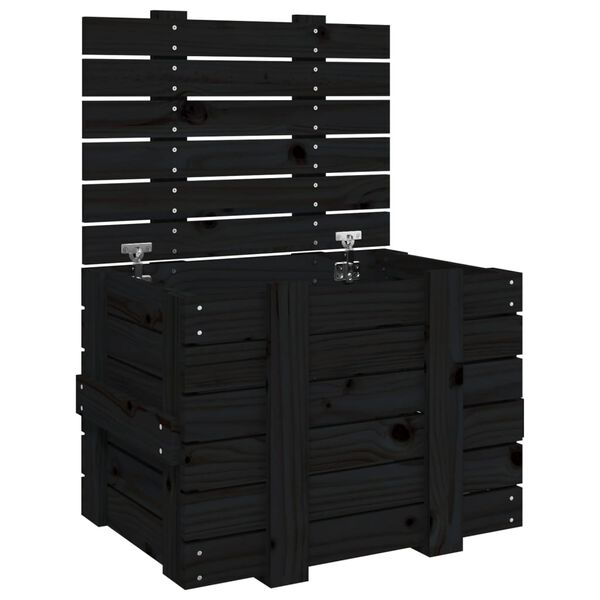vidaXL Storage Box Black 58x40.5x42 cm Solid Wood Pine