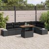 vidaXL Garden Sofa Set with Storage 7 pcs Black Poly rattan