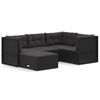 vidaXL 5 Piece Garden Lounge Set with Cushions Black Poly Rattan