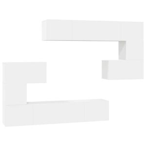 vidaXL 8 Piece TV Cabinet Set White Engineered Wood