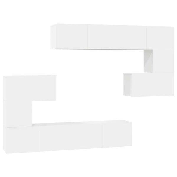 vidaXL 8 Piece TV Cabinet Set White Engineered Wood