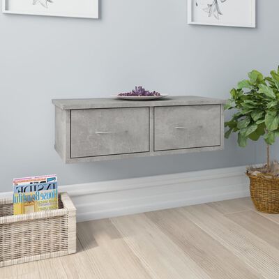 vidaXL Wall-mounted Drawer Shelf Concrete Grey 60x26x18.5 cm Engineered Wood
