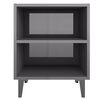 vidaXL Bed Cabinet with Metal Legs High Gloss Grey 40x30x50 cm
