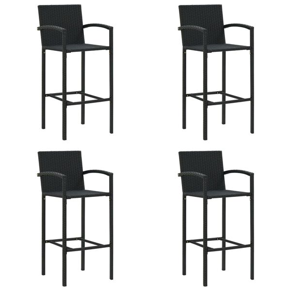 vidaXL 5 Piece Garden Bar Set Black Poly Rattan