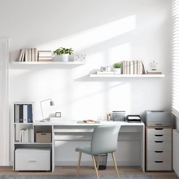 vidaXL Floating Wall Shelves 2 pcs High Gloss White 120x23.5x3.8 cm MDF