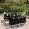 vidaXL 9 Piece Garden Dining Set with Cushions Poly Rattan Black