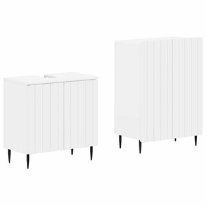 vidaXL 2 Piece Bathroom Cabinet Set ZWOLLE White Engineered Wood