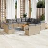 vidaXL 14 Piece Garden Sofa Set with Cushions Beige Poly Rattan