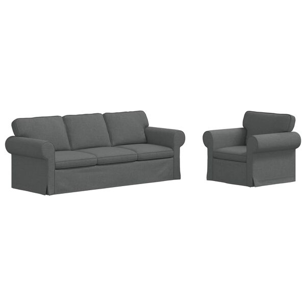 vidaXL Sofa 2 pcs Dark Grey 215 x 82 x 80 cm Fabric