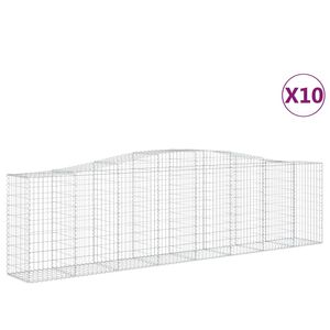 vidaXL Arched Gabion Baskets 10 pcs 400x50x100/120 cm Galvanised Iron