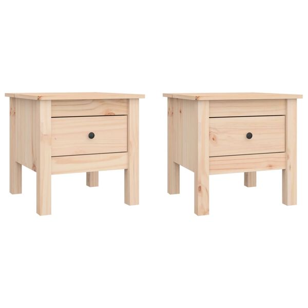 vidaXL Side Tables 2 pcs 40x40x39 cm Solid Wood Pine