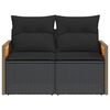 vidaXL Garden Sofa with Cushions 2-Seater Black Poly Rattan